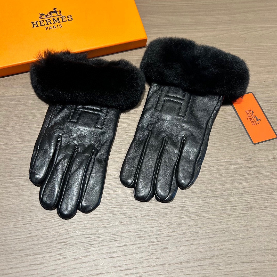 [TOP] HERMES Gloves with Fur