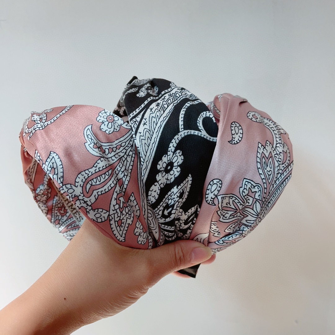 [TOP] HERMES Silk Fabric Hair Hoop - 3 Colors