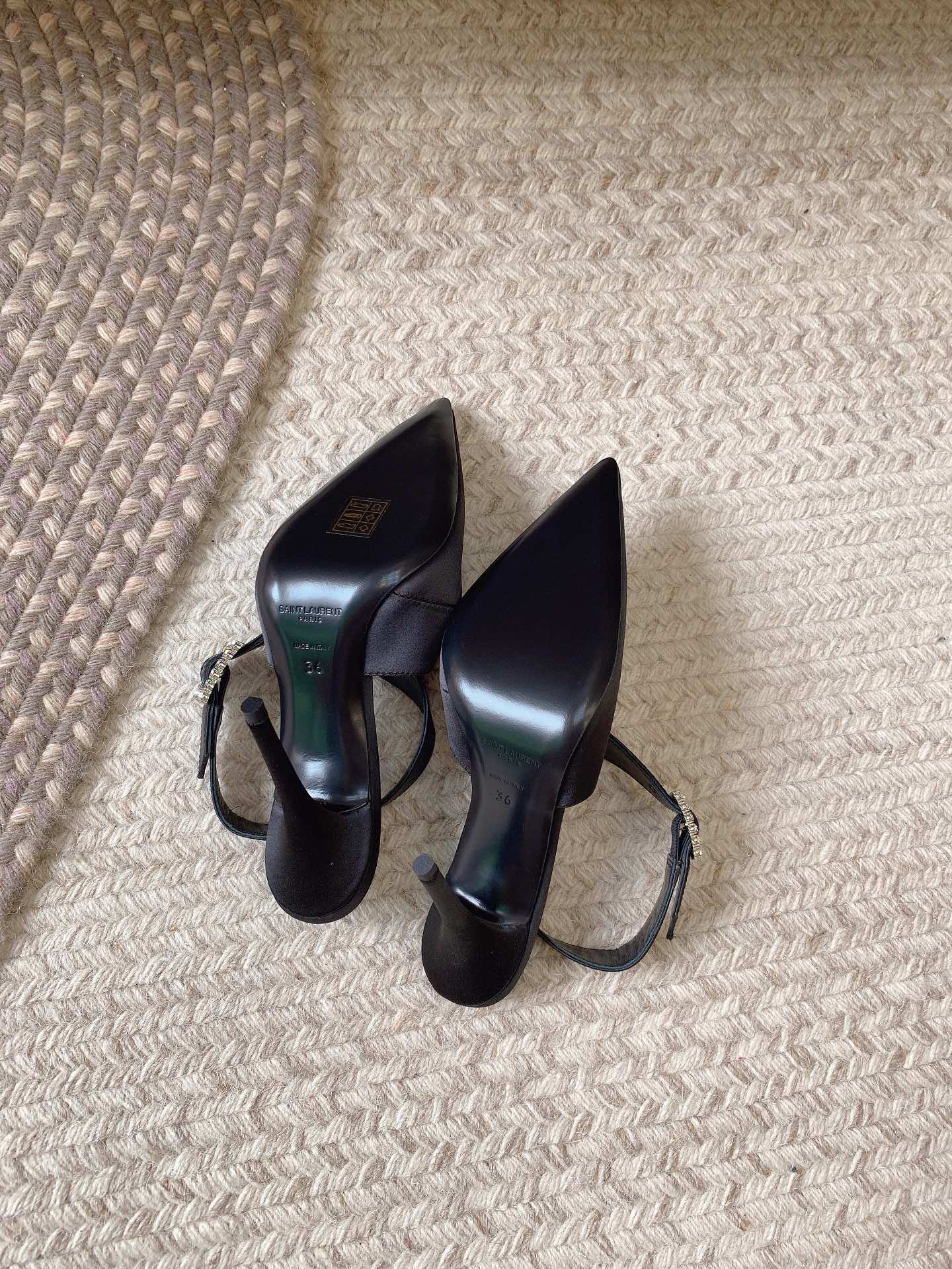 [TOP] Yves Saint Laurent YSL Crepe Forged High Heels - Black -11cm