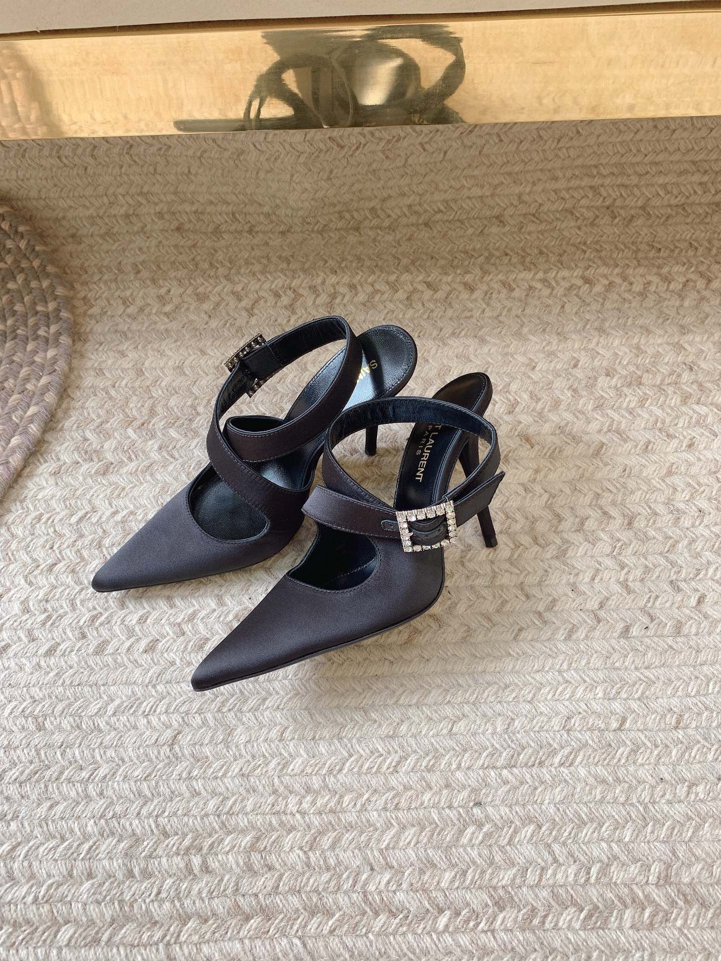 [TOP] Yves Saint Laurent YSL Crepe Forged High Heels - Black -11cm