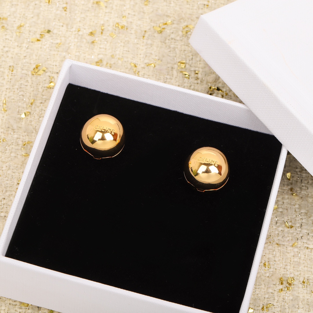 [TOP] CHANEL C Semicircle Metal Earrings