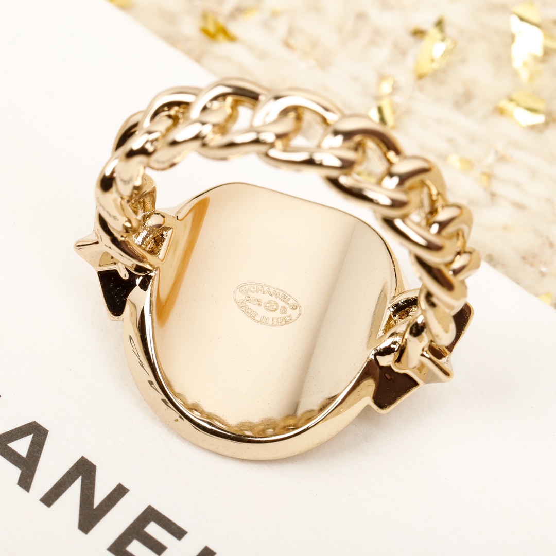 [TOP] CHANEL Round Star Double C Ring