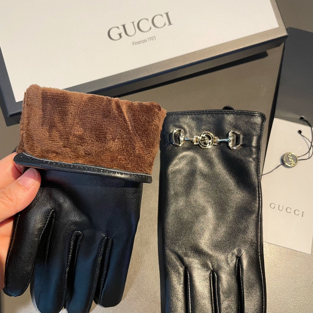 [TOP] GUCCI New High-end Sheepskin Gloves