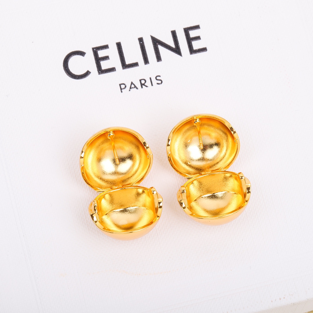 [TOP] CHANEL C Semicircle Metal Earrings