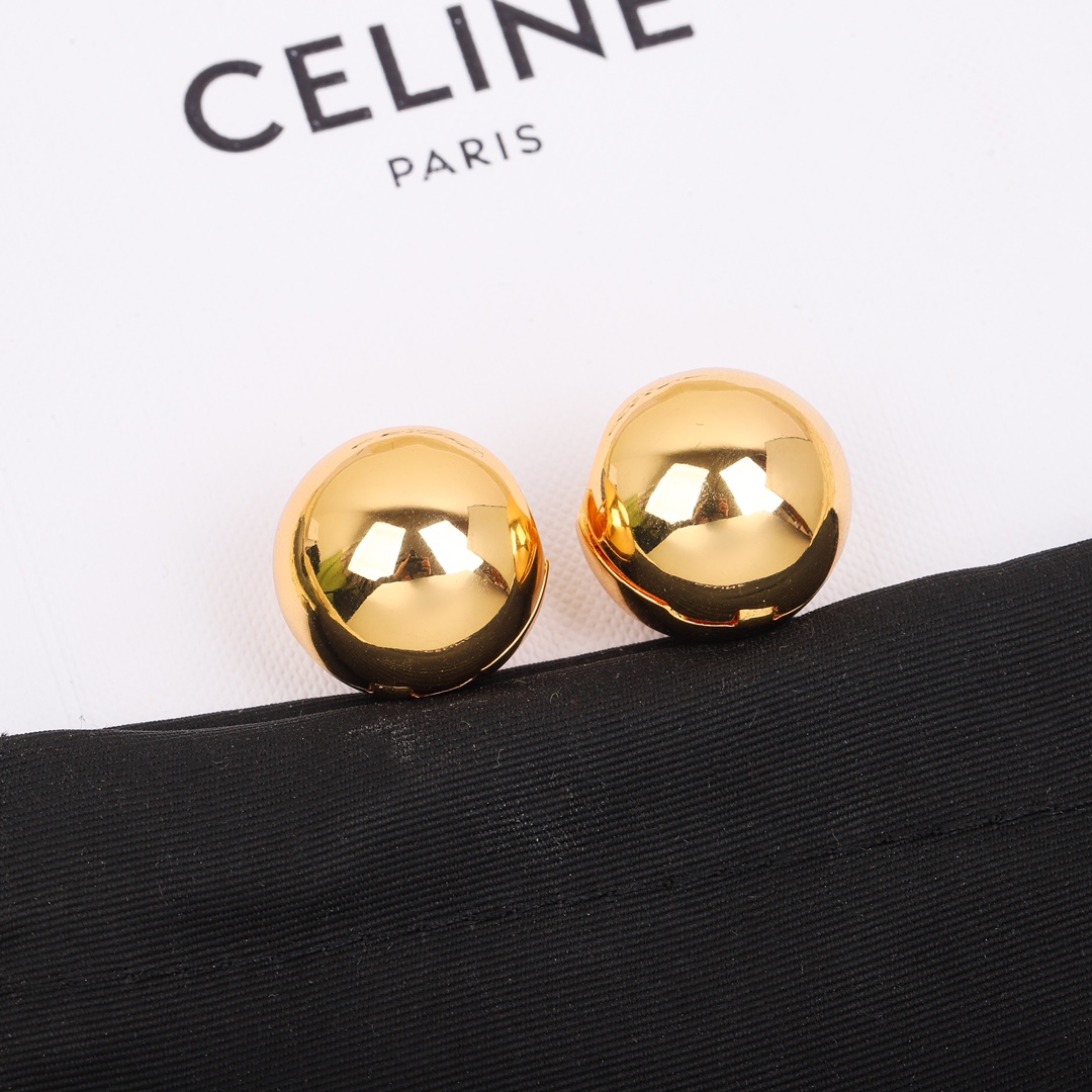 [TOP] CHANEL C Semicircle Metal Earrings