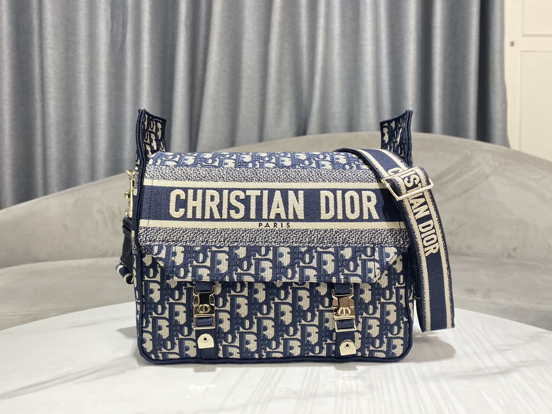 [TOP] Christian Dior Camp Oblique Medium Bag - 28x24x12cm - Deep Blue