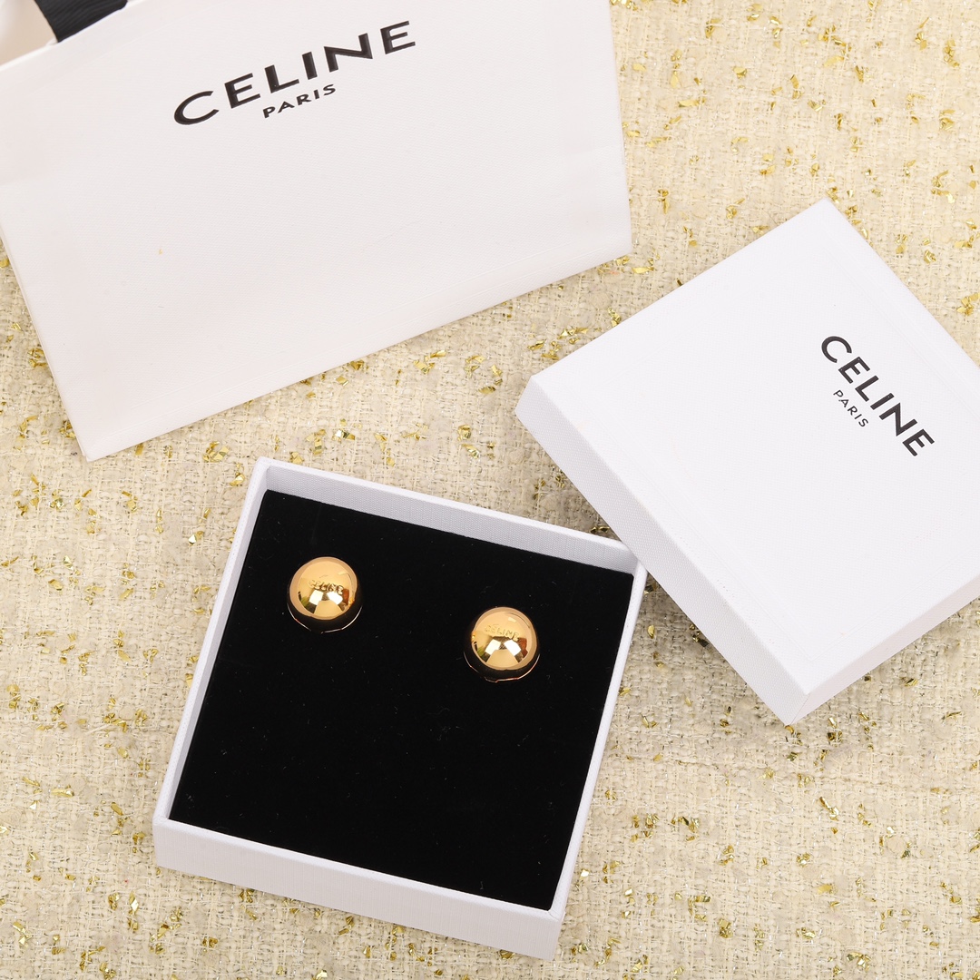 [TOP] CHANEL C Semicircle Metal Earrings
