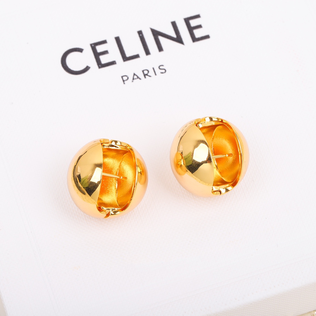 [TOP] CHANEL C Semicircle Metal Earrings