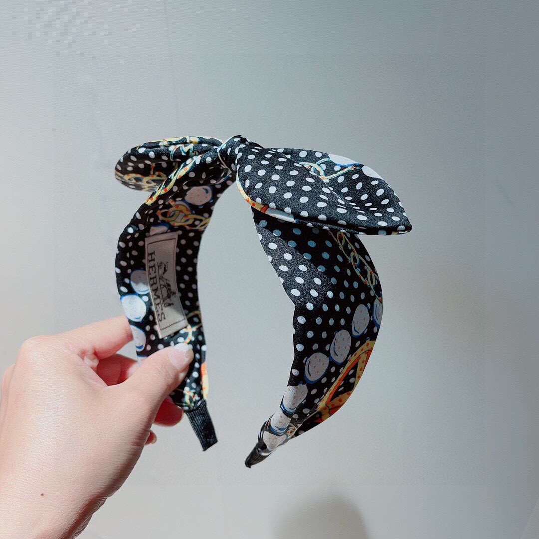 [TOP] HERMES Silk Fabric Headband - 2 Colors