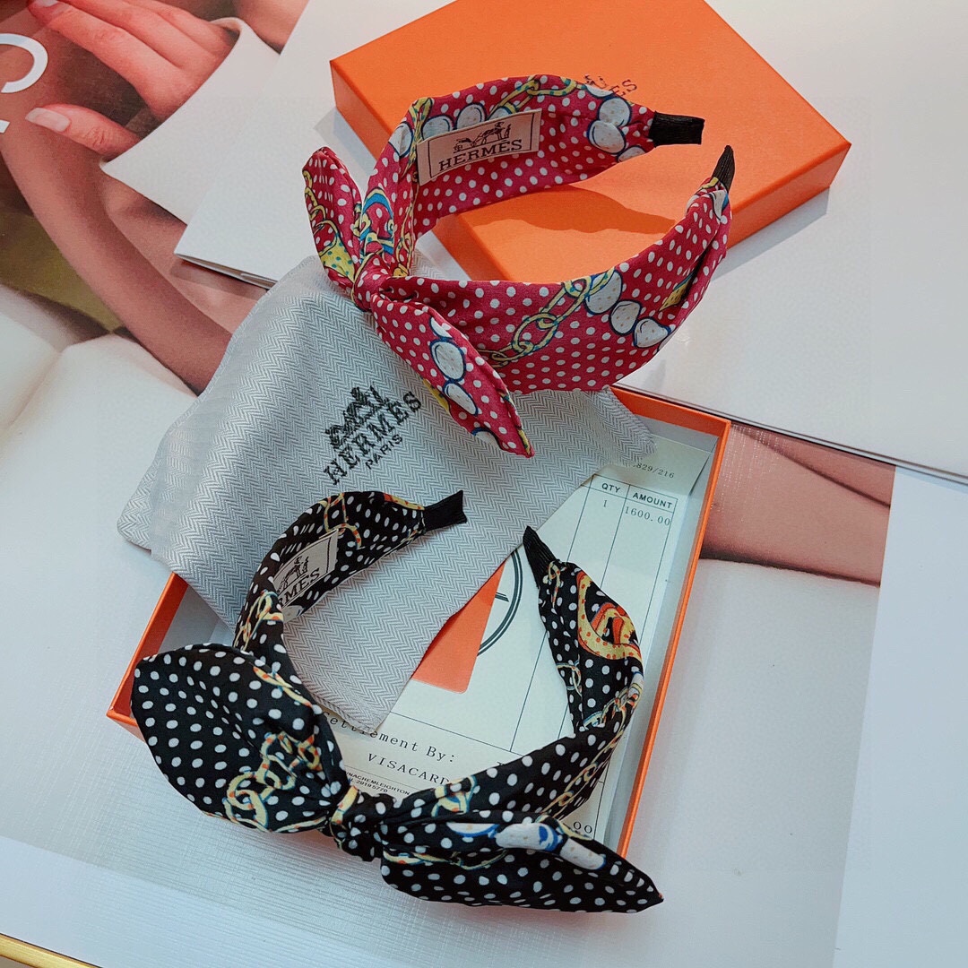 [TOP] HERMES Silk Fabric Headband - 2 Colors