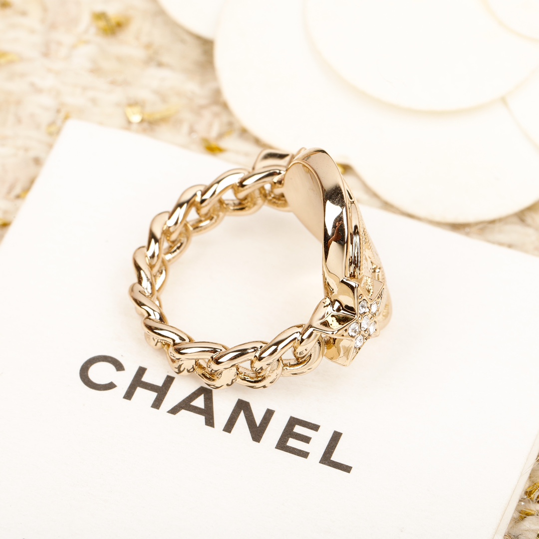 [TOP] CHANEL Round Star Double C Ring