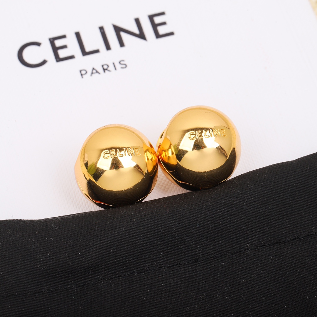 [TOP] CHANEL C Semicircle Metal Earrings
