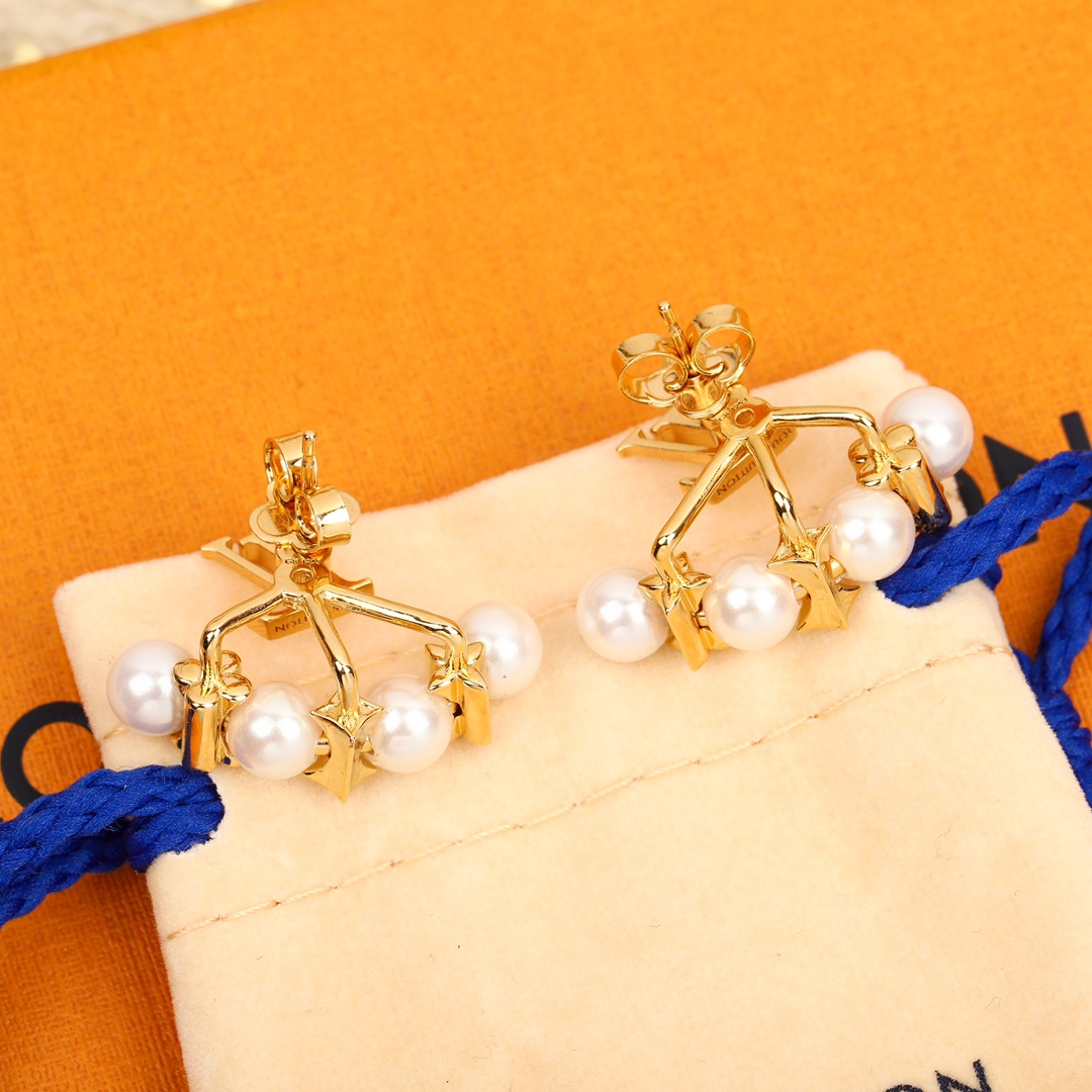 [TOP] Louis Vuitton LV LV Pearl Earrings