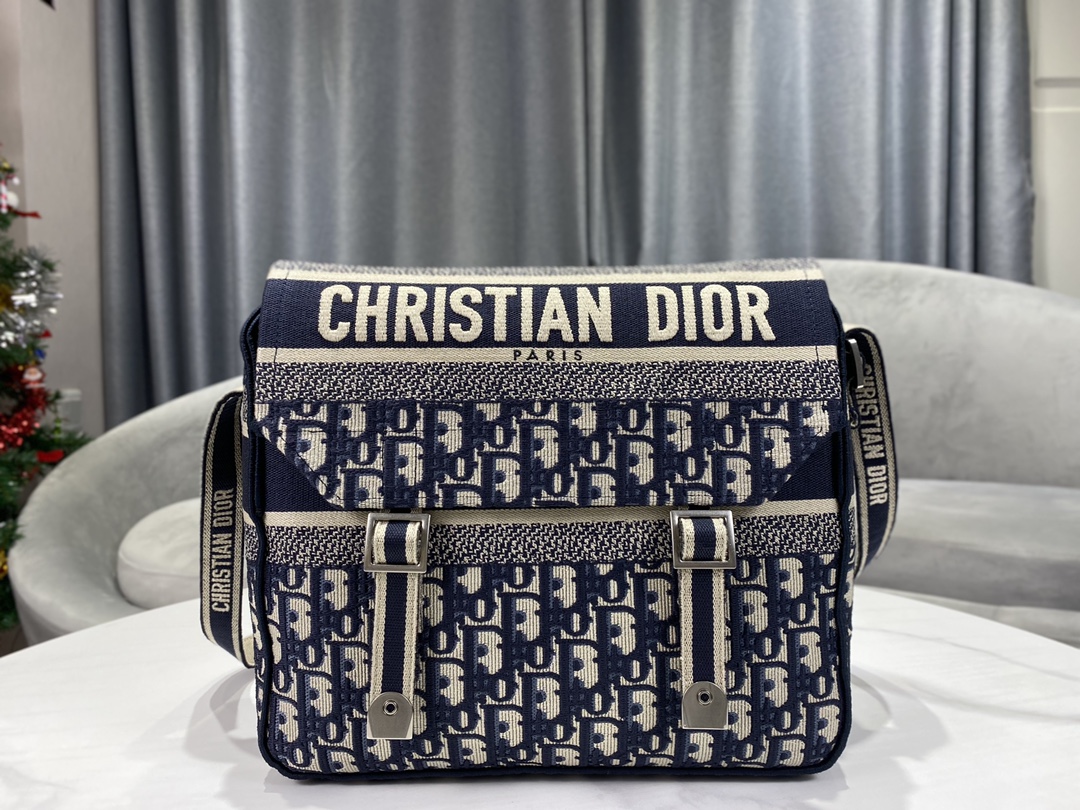 [TOP] Christian Dior Camp Oblique Messenger bagBag 27x28x11 cm - Deep Blue