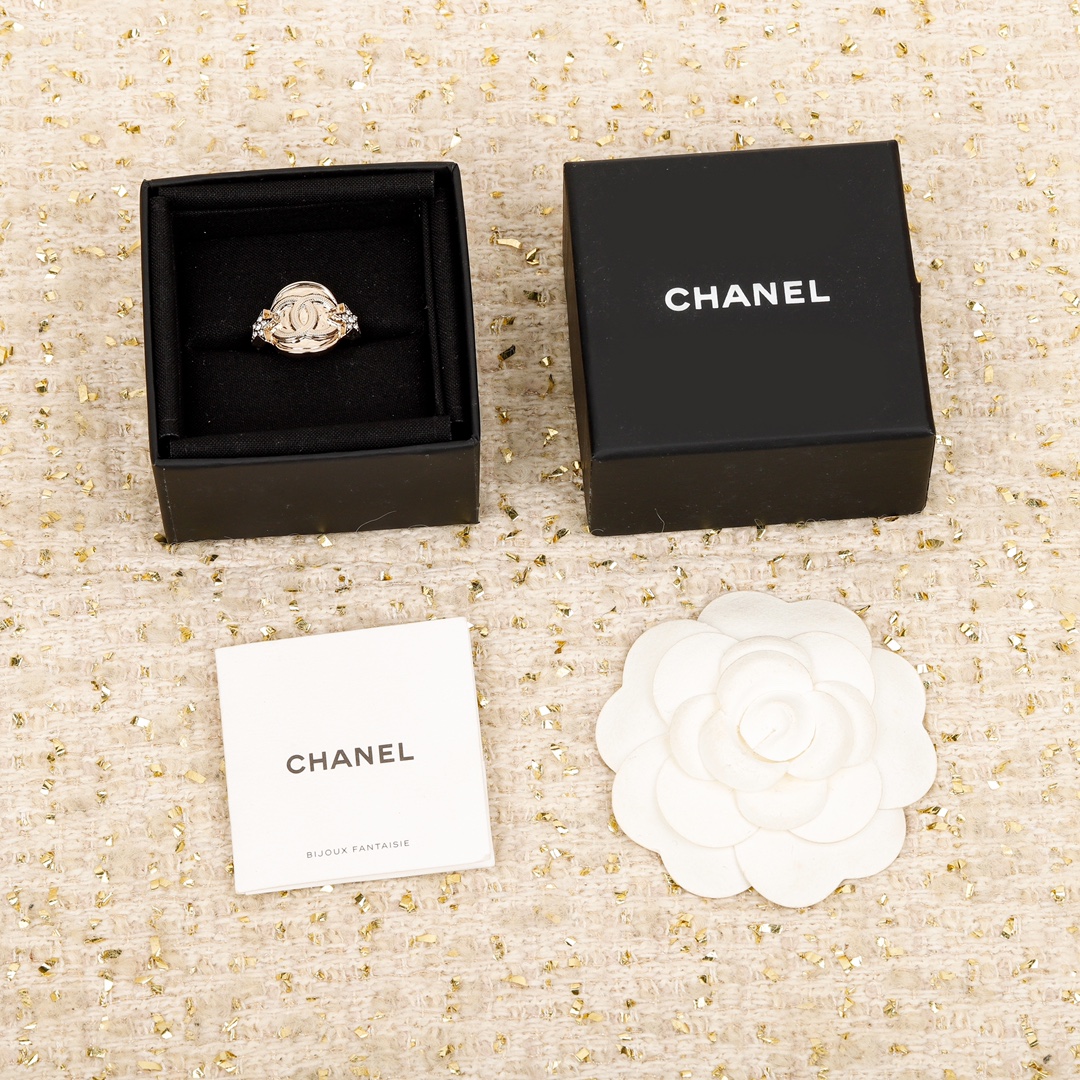 [TOP] CHANEL Round Star Double C Ring
