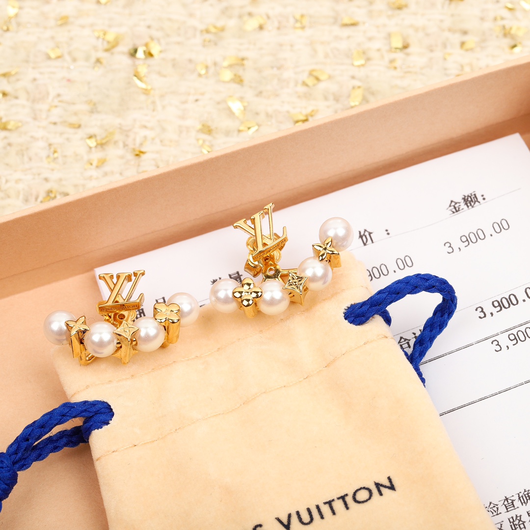 [TOP] Louis Vuitton LV LV Pearl Earrings
