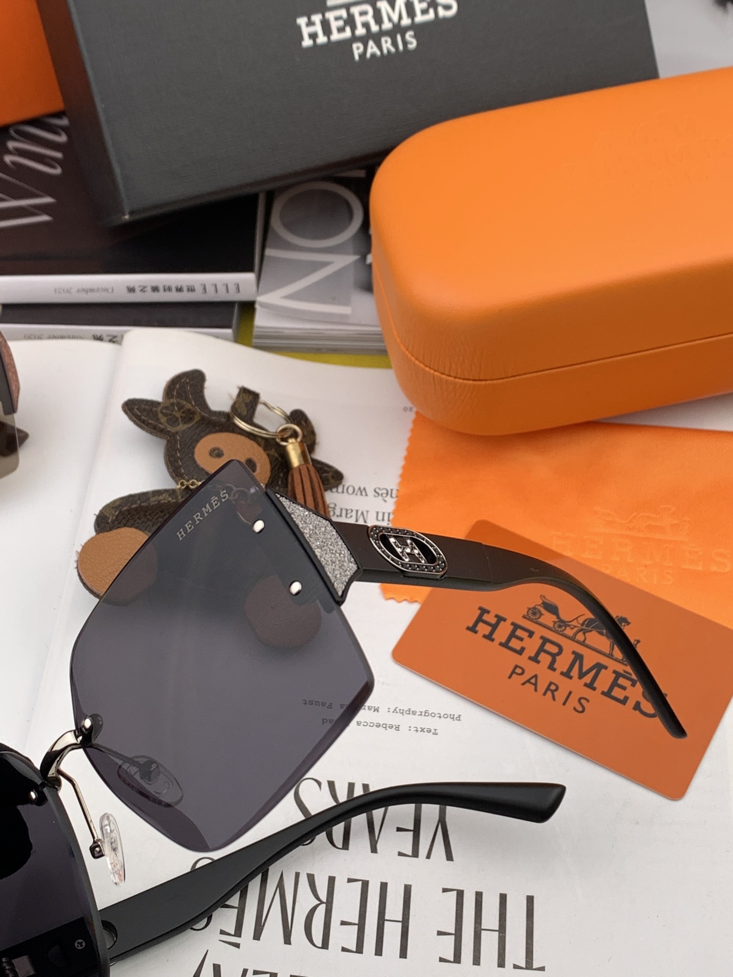 [TOP] HERMES UV Protection Classic Square Frame Design Sunglasses- 4 Colour