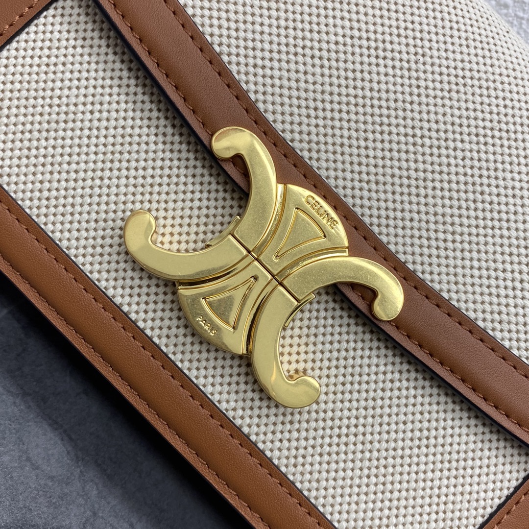 [TOP] CELINE Pvc Pinpi Cowhide Arc De Triomphe Bag 18x14x6 cm - Yellow Brown