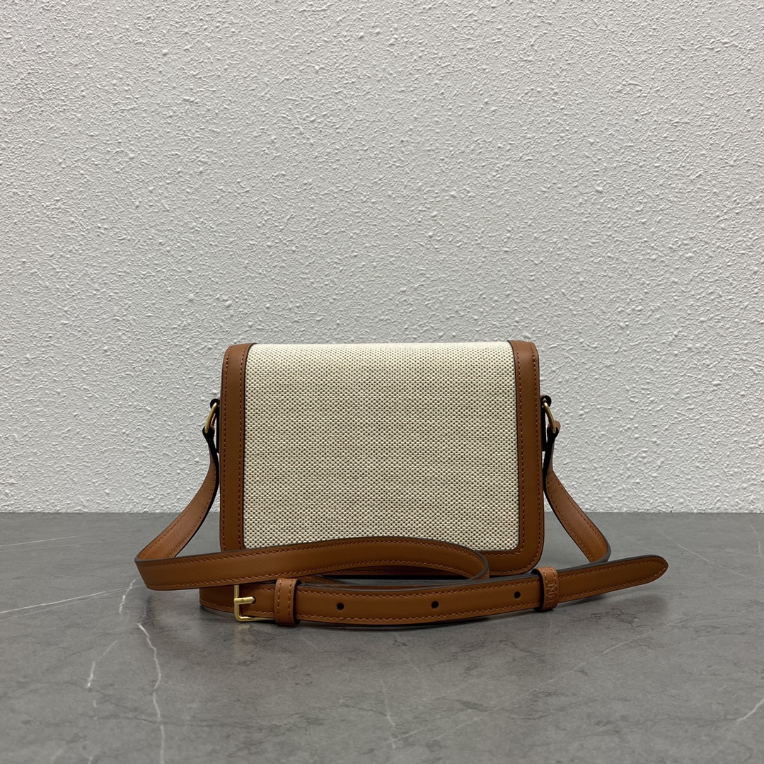 [TOP] CELINE Pvc Pinpi Cowhide Arc De Triomphe Bag 18x14x6 cm - Yellow Brown