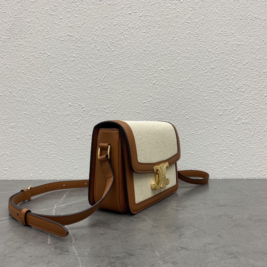 [TOP] CELINE Pvc Pinpi Cowhide Arc De Triomphe Bag 18x14x6 cm - Yellow Brown