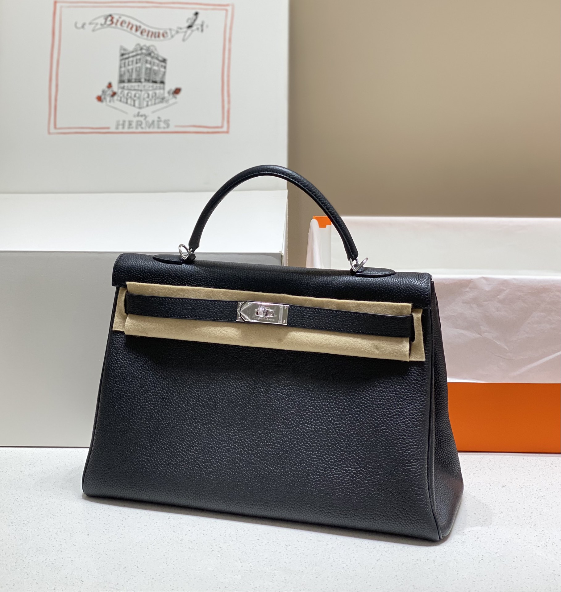 [TOP] HERMES Kelly 40 cm - Black&SHW