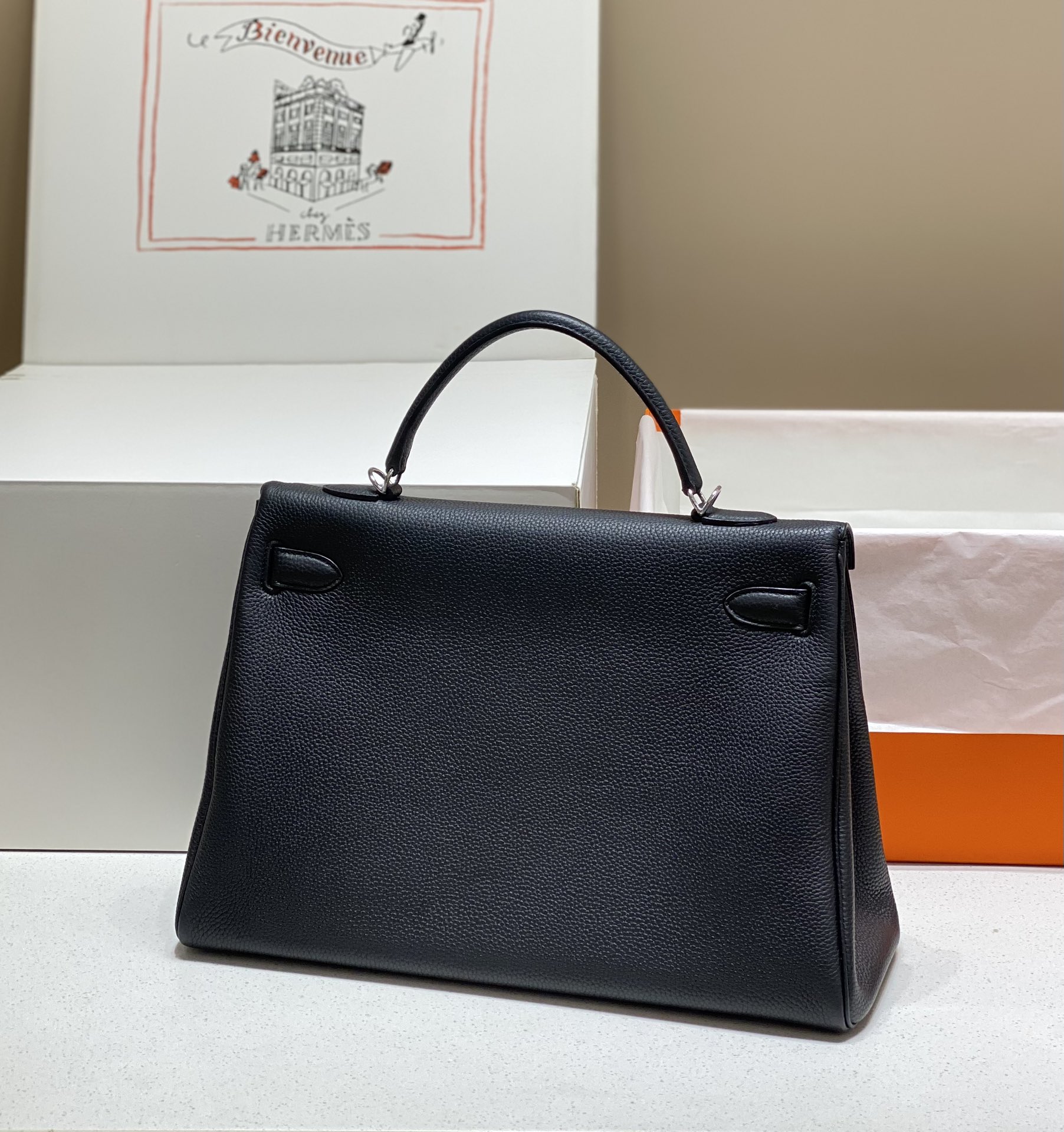 [TOP] HERMES Kelly 40 cm - Black&SHW