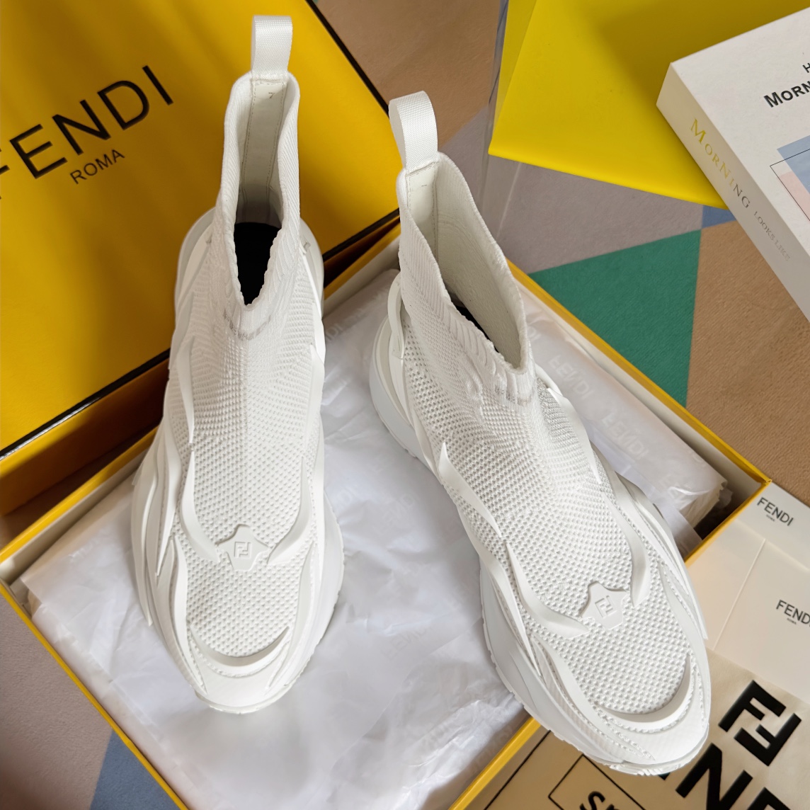 [TOP] FENDI FENDI Jacquard - Knit Couple Trainers - 4.5cm