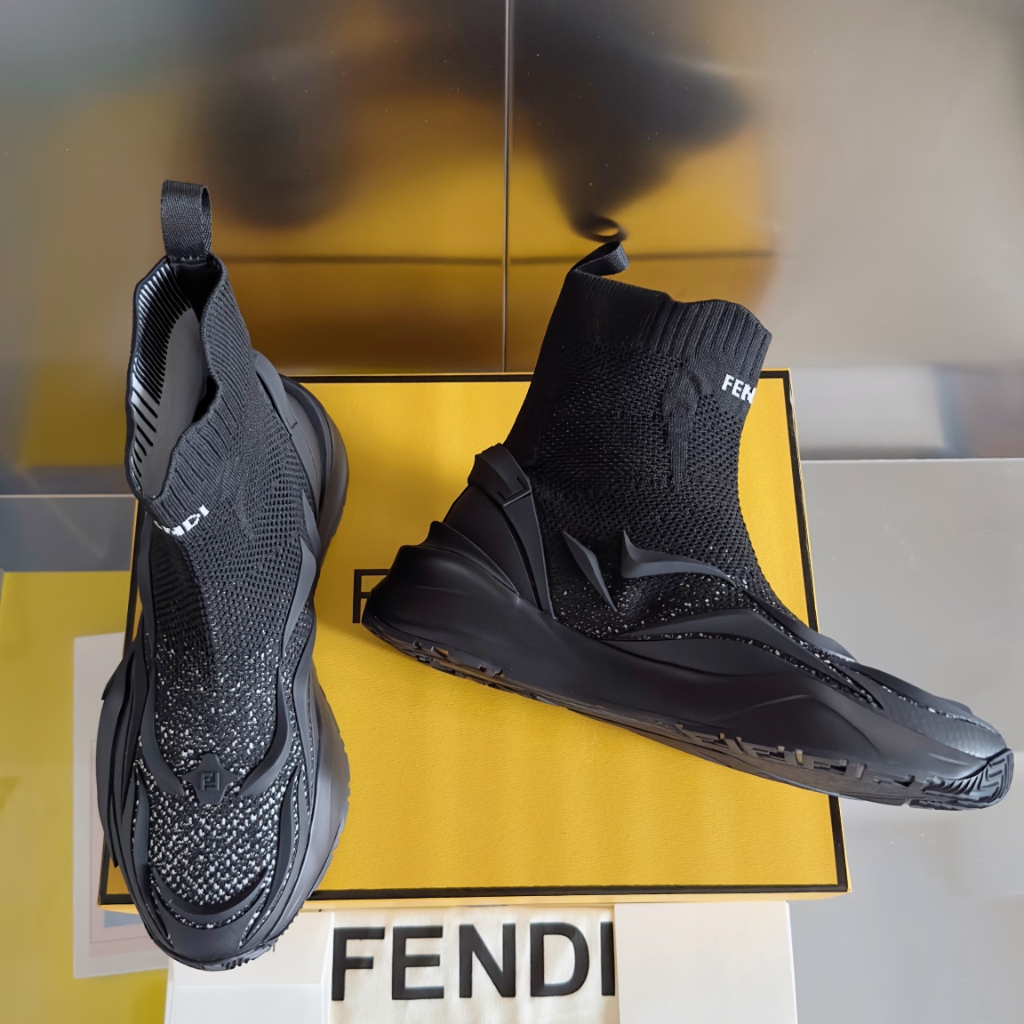 [TOP] FENDI FENDI Jacquard - Knit Couple Trainers - 4.5cm
