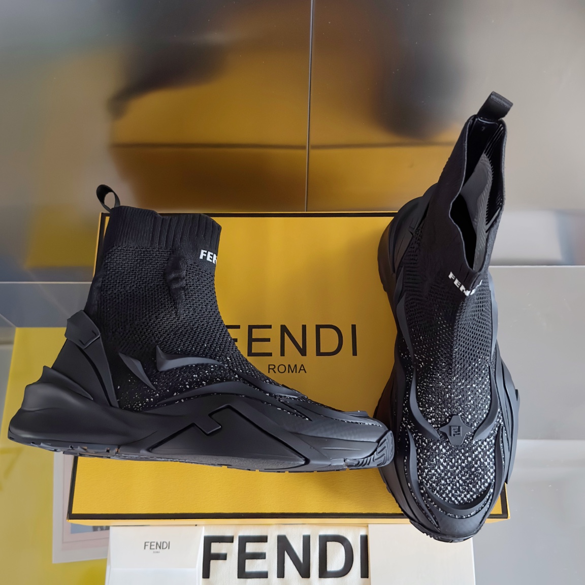[TOP] FENDI FENDI Jacquard - Knit Couple Trainers - 4.5cm