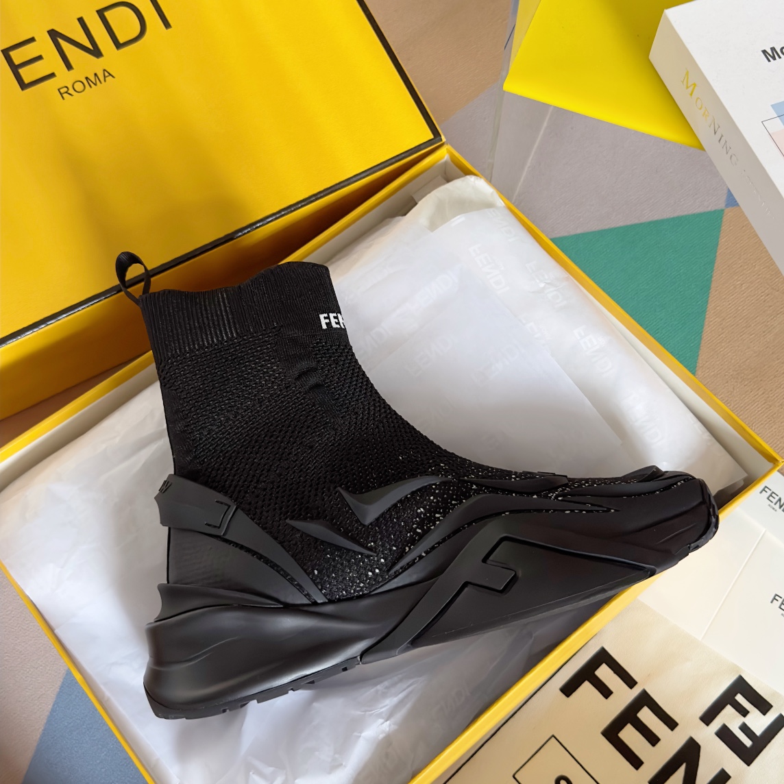 [TOP] FENDI FENDI Jacquard - Knit Couple Trainers - 4.5cm