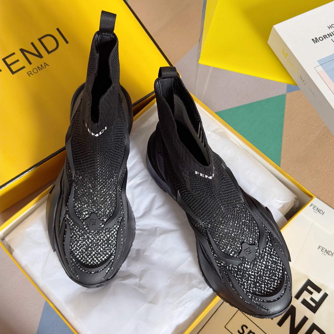 [TOP] FENDI FENDI Jacquard - Knit Couple Trainers - 4.5cm