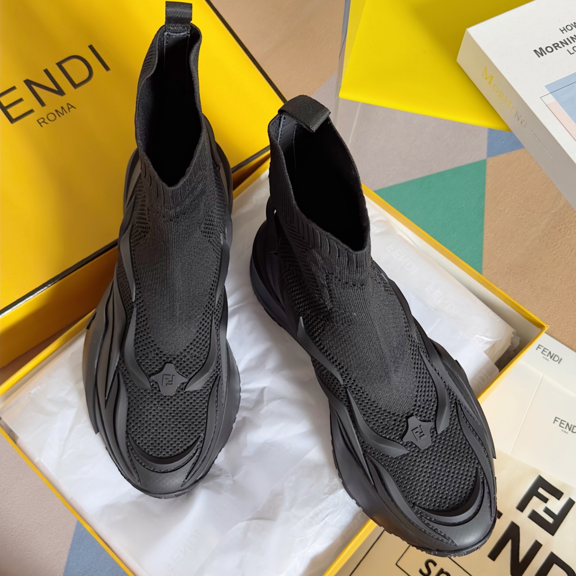 [TOP] FENDI FENDI Jacquard - Knit Couple Trainers - 4.5cm