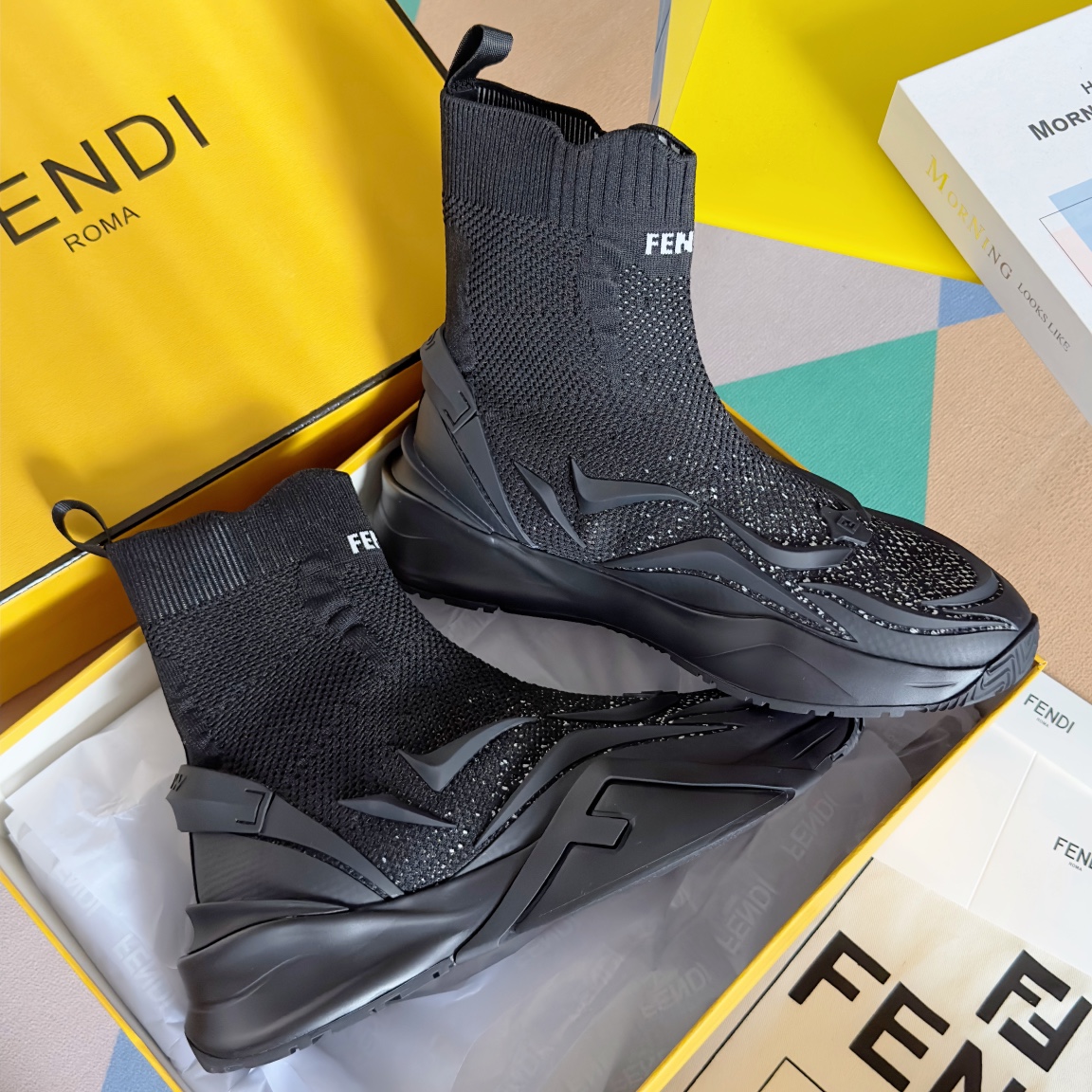 [TOP] FENDI FENDI Jacquard - Knit Couple Trainers - 4.5cm