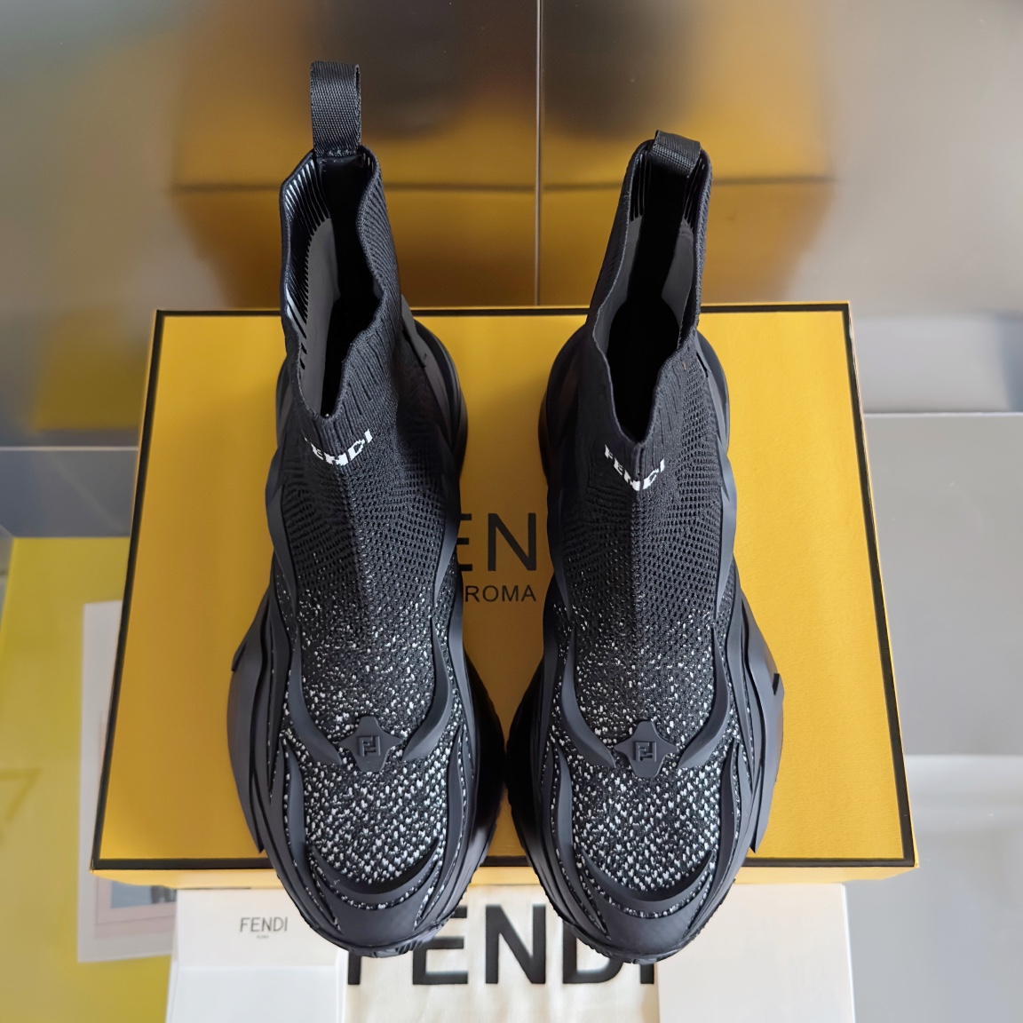 [TOP] FENDI FENDI Jacquard - Knit Couple Trainers - 4.5cm