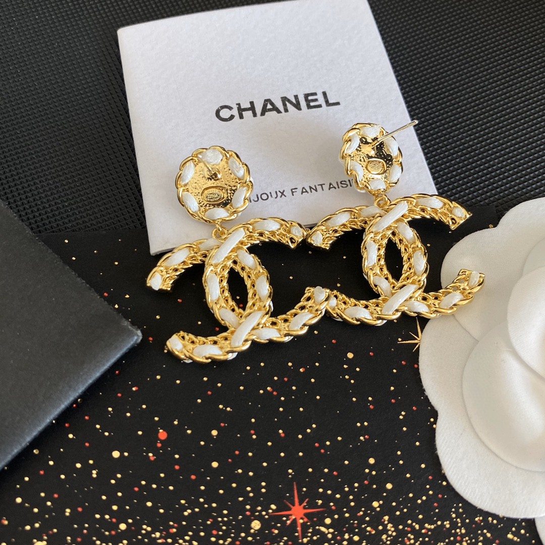 [TOP] CHANEL Double C and Flower Earrings