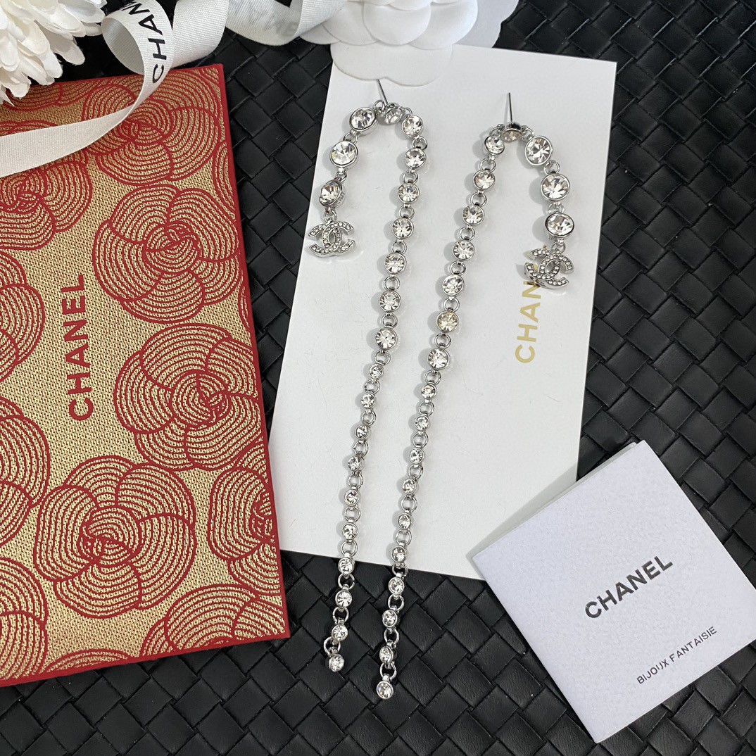[TOP] CHANEL Double C Diamonds Earrings