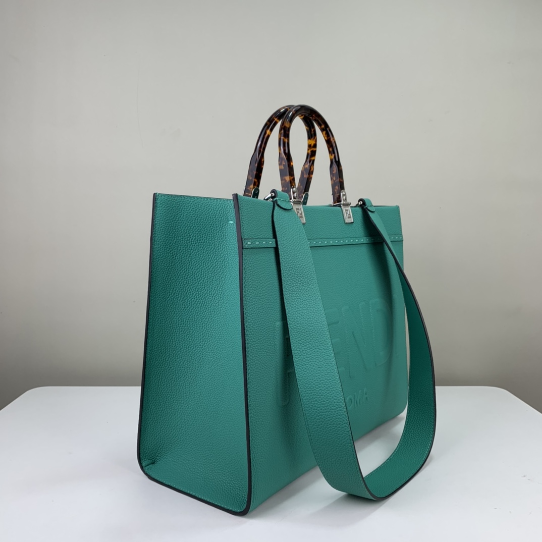 [TOP] FENDI FENDI Sunshine Calfskin HandBag - Malachite Green