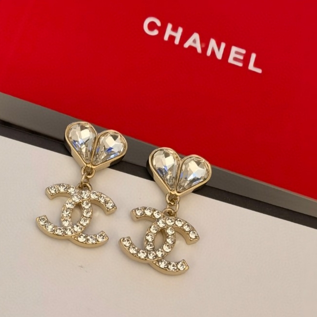 [TOP] CHANEL Double C and Heart Earrings