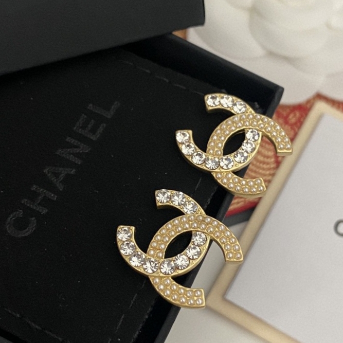 [TOP] CHANEL Double C Diamonds Earrings