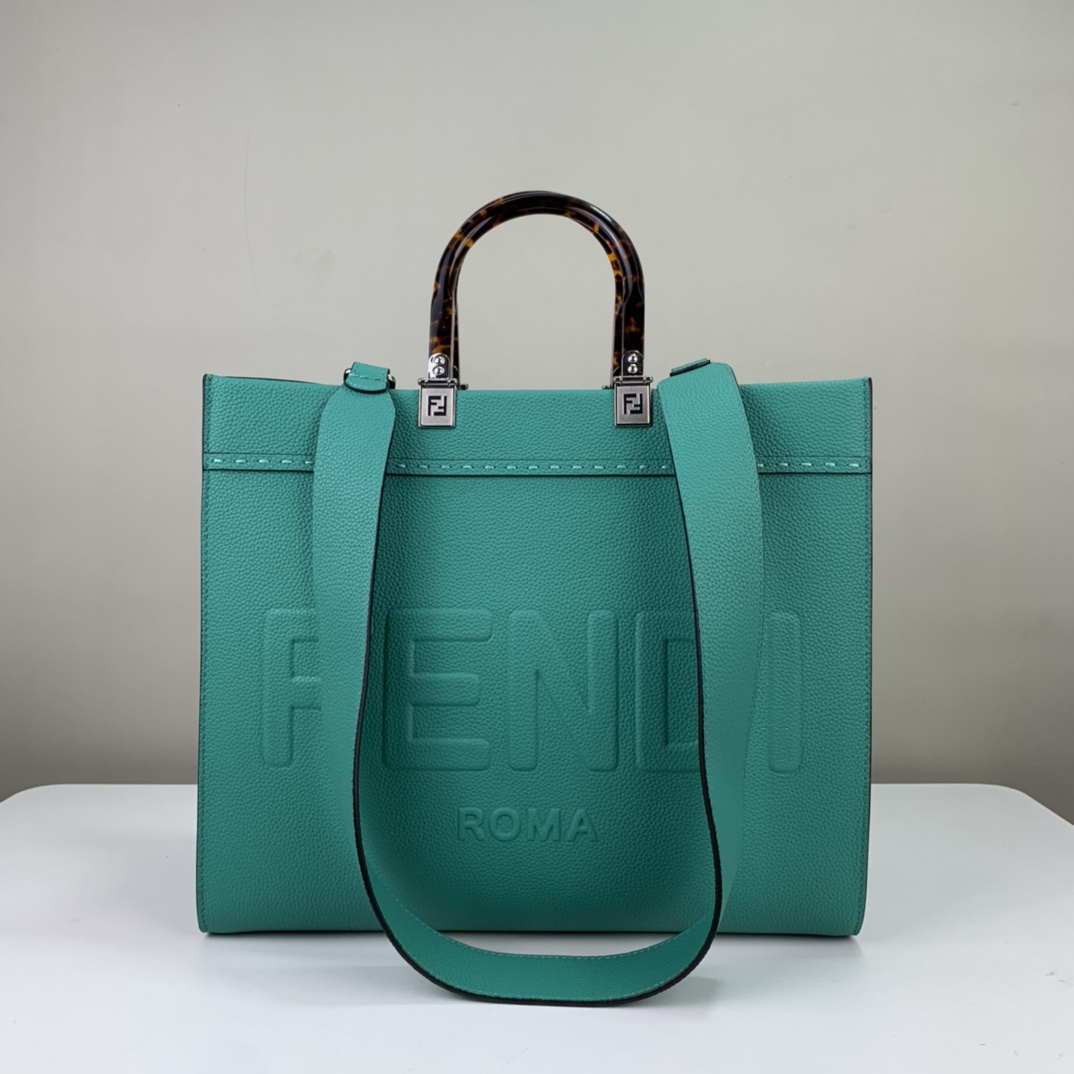 [TOP] FENDI FENDI Sunshine Calfskin HandBag - Malachite Green