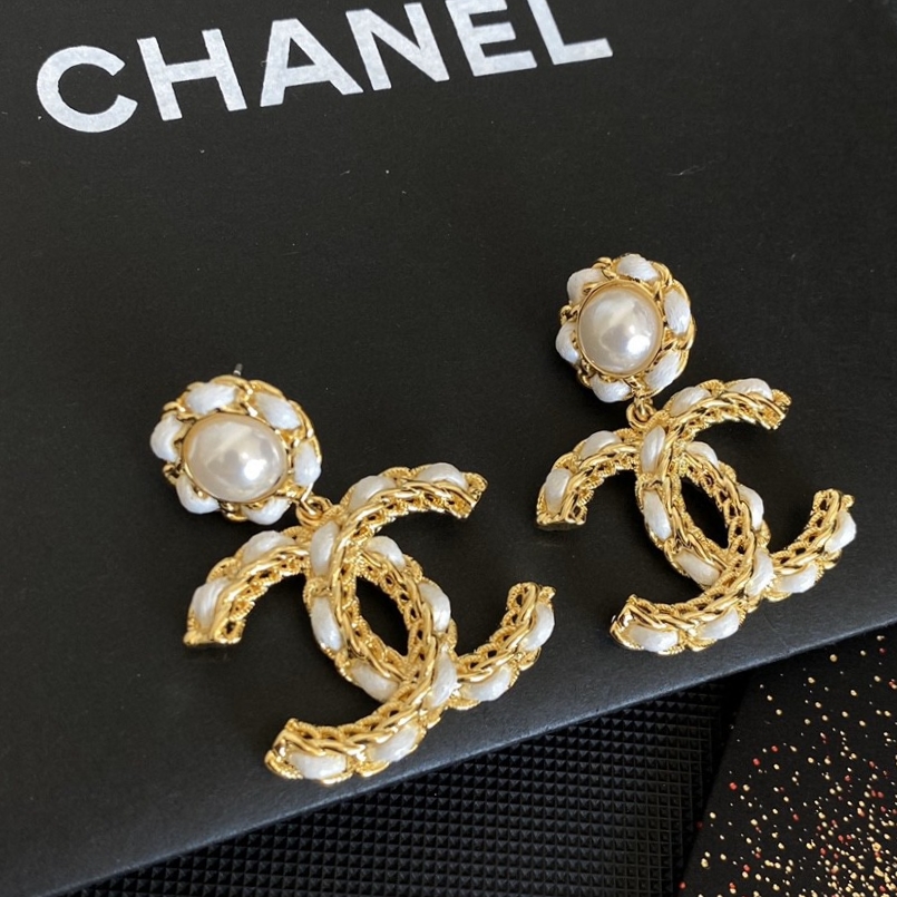 [TOP] CHANEL Double C and Flower Earrings