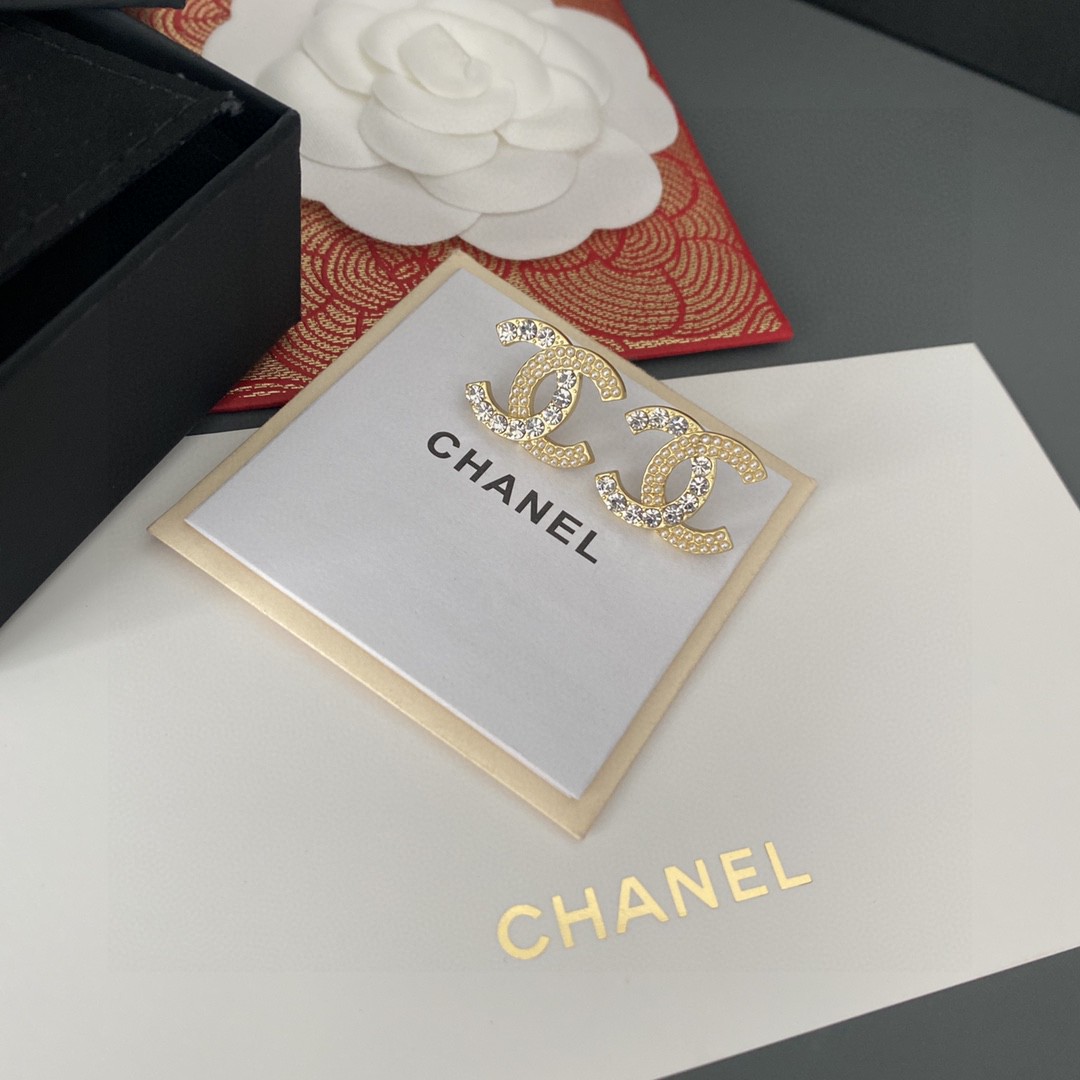 [TOP] CHANEL Double C Diamonds Earrings