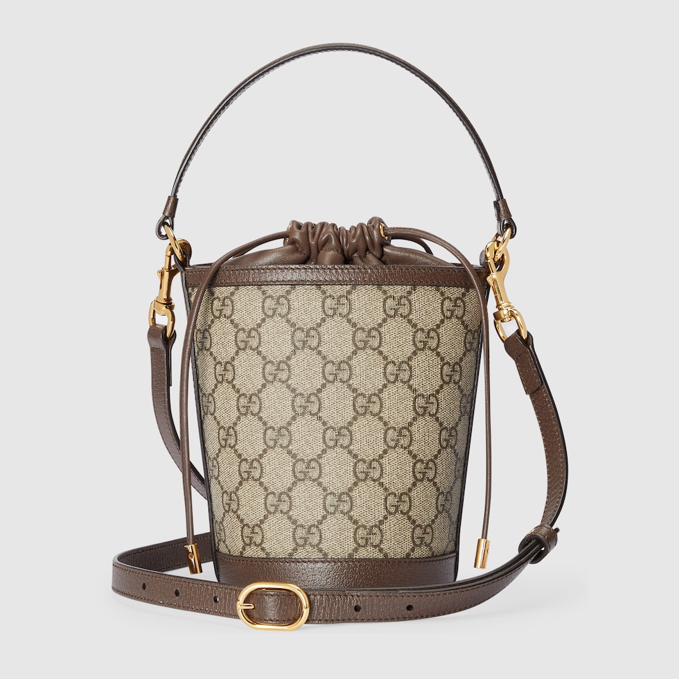 [TOP] GUCCI G*G Supreme Canvas Ophidia Mini Bucket Bags 11.5x20x8cm - Coffee