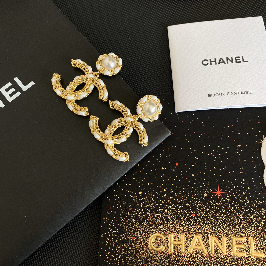 [TOP] CHANEL Double C and Flower Earrings