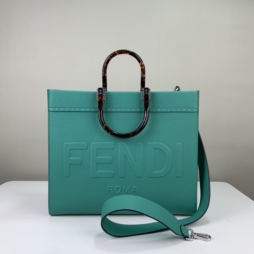 [TOP] FENDI FENDI Sunshine Calfskin HandBag - Malachite Green
