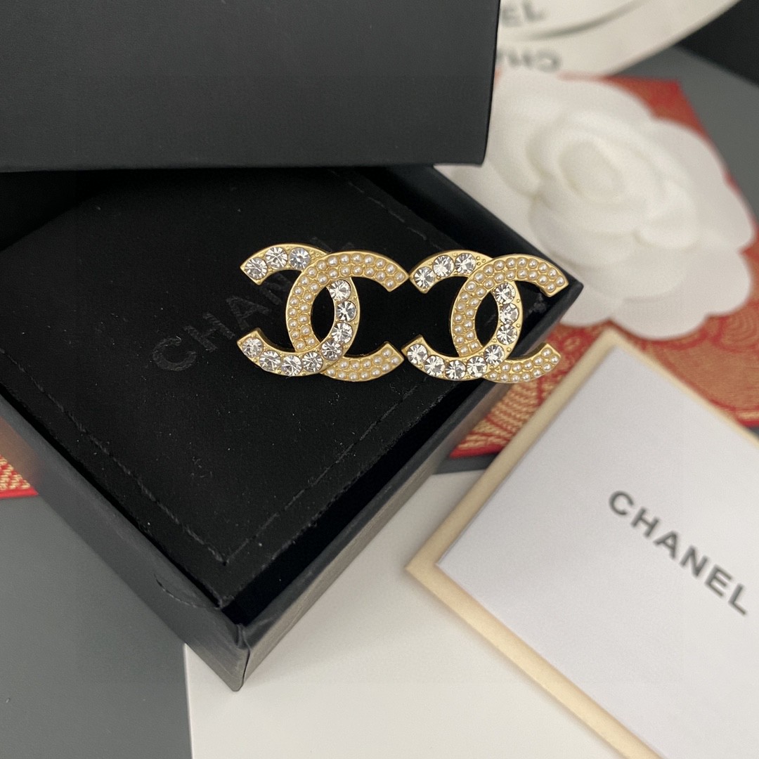 [TOP] CHANEL Double C Diamonds Earrings