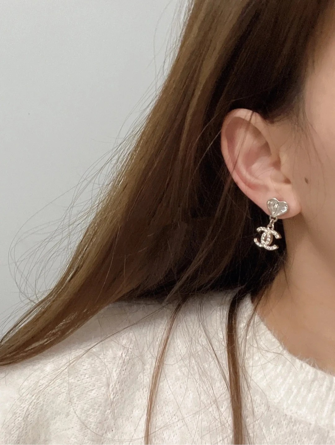 [TOP] CHANEL Double C and Heart Earrings