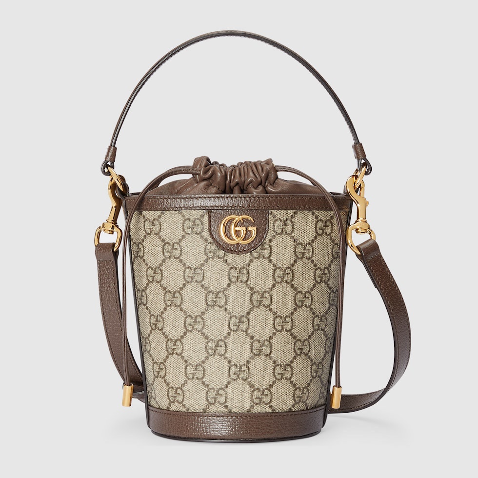 [TOP] GUCCI G*G Supreme Canvas Ophidia Mini Bucket Bags 11.5x20x8cm - Coffee