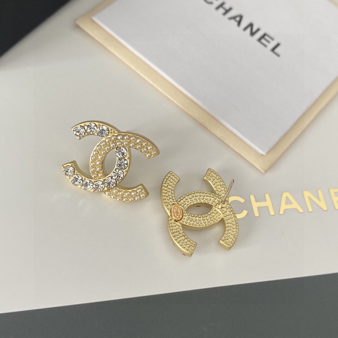 [TOP] CHANEL Double C Diamonds Earrings