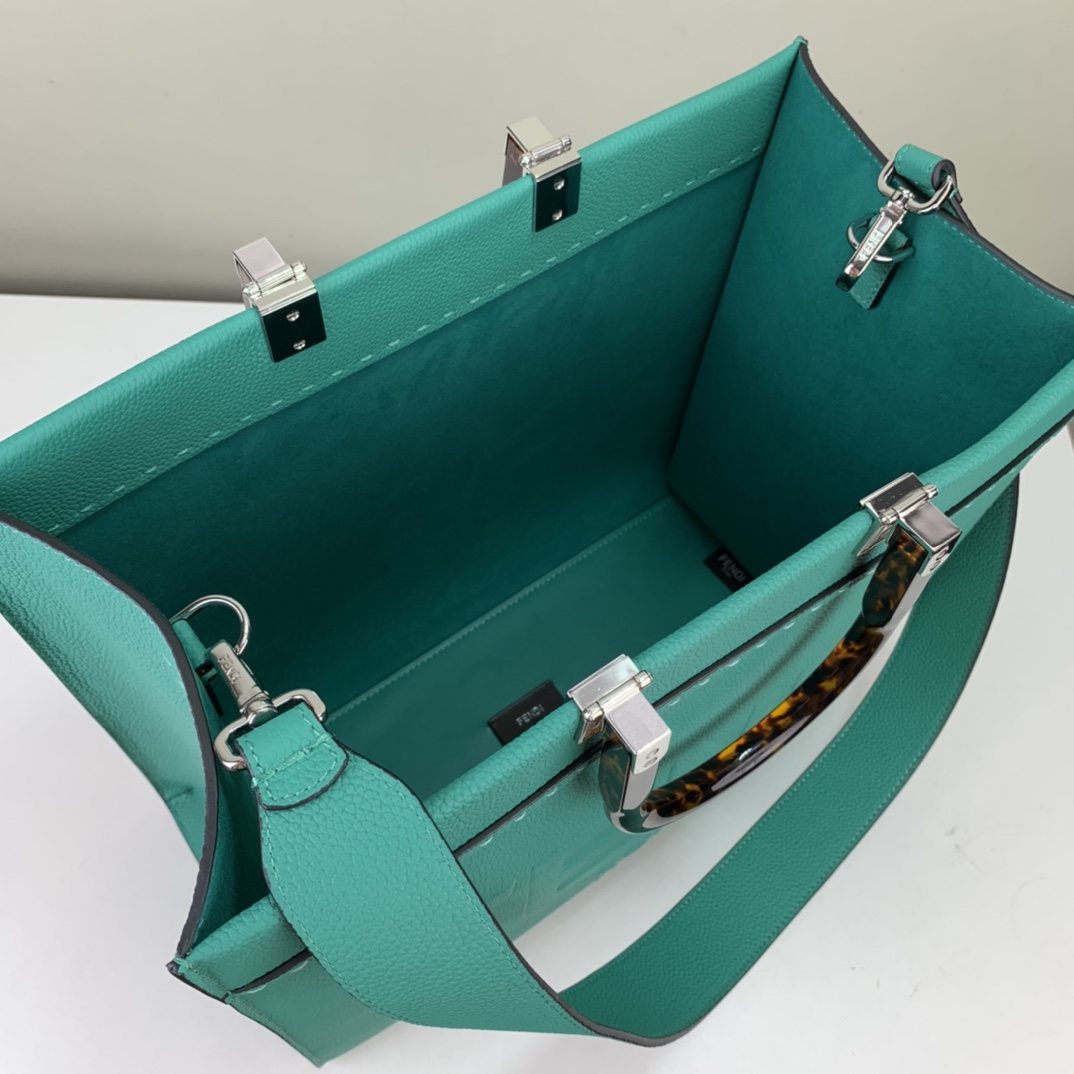 [TOP] FENDI FENDI Sunshine Calfskin HandBag - Malachite Green